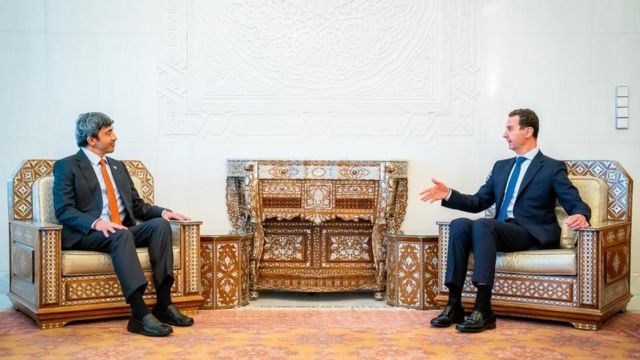 Syrian President Bashar al-Assad meets with UAE Foreign Minister Abdullah bin Saeed Al Nahyan