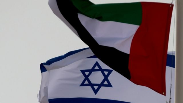 Israeli and Emirati flags
