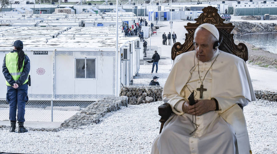 Pope calls on Lesbos camp to end "sinking of civilization"