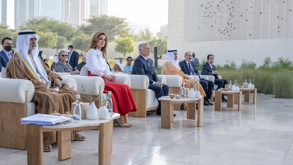 King Abdullah and his wife Rani Rania, Abdullah bin Saeed, Nahayan bin Mubarak, Ayman Al-Safadi and Mohammed Abdul Salam at the ceremony
