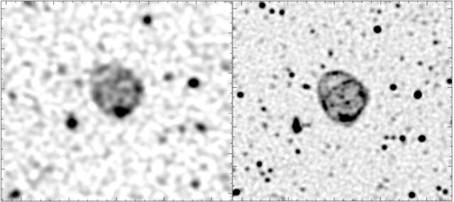 (Left) ASKAP radio telescope data provided by the ORC1 Scientific Research Group original discovery (EMU) on the evolutionary map of the universe.  Continuous monitoring of ORC1 by Mirgate Radio Telescope (right)