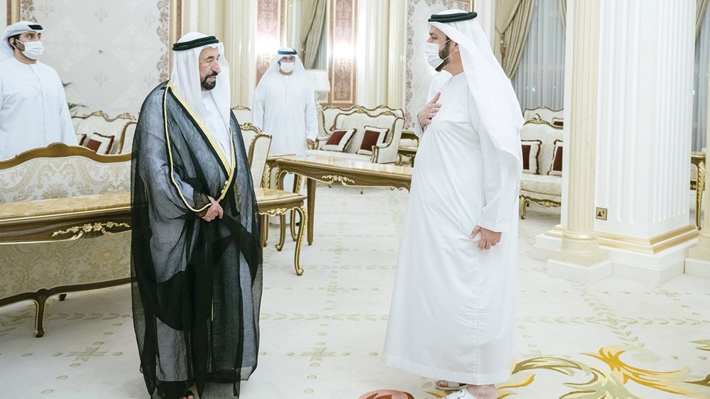 Ruler of Sharjah and in the photo, Mohammed Jalal al-Raisi during the meeting