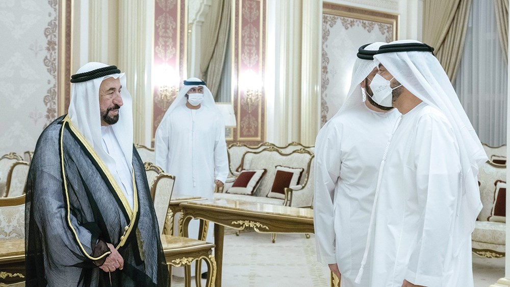 Abdullah bin Ghazib, the ruler of Sharjah and photographed during the meeting