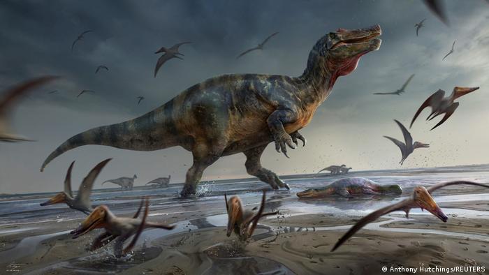 A fictional image of a meat-eating dinosaur
