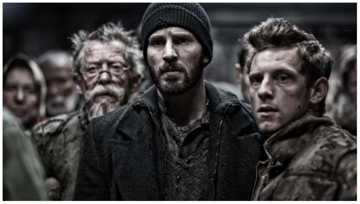 John Hurt, Jamie Bell and Chris Evans in Snowpiercer (IMDb).