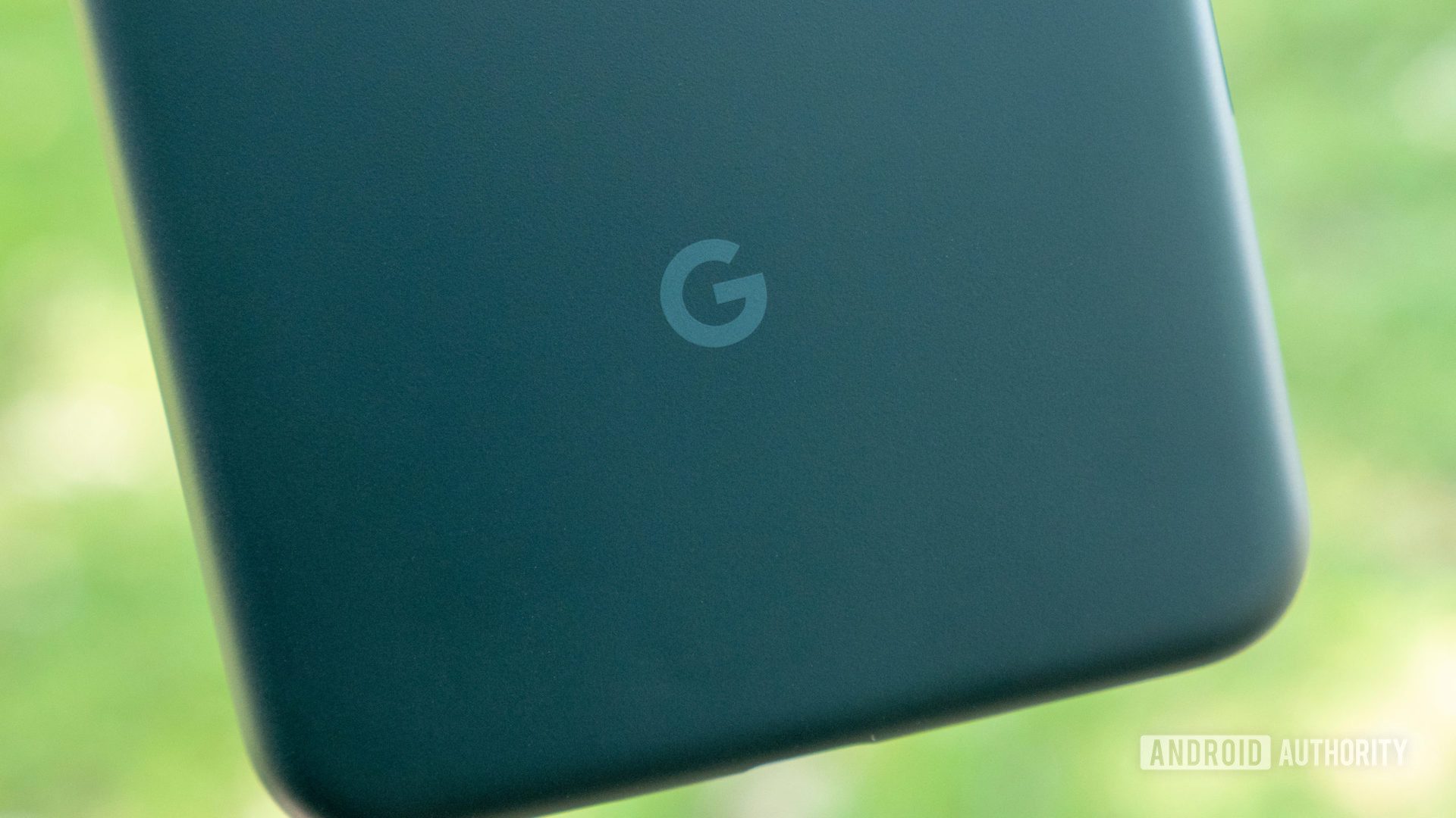 Google Pixel 5A close-up of the Google logo