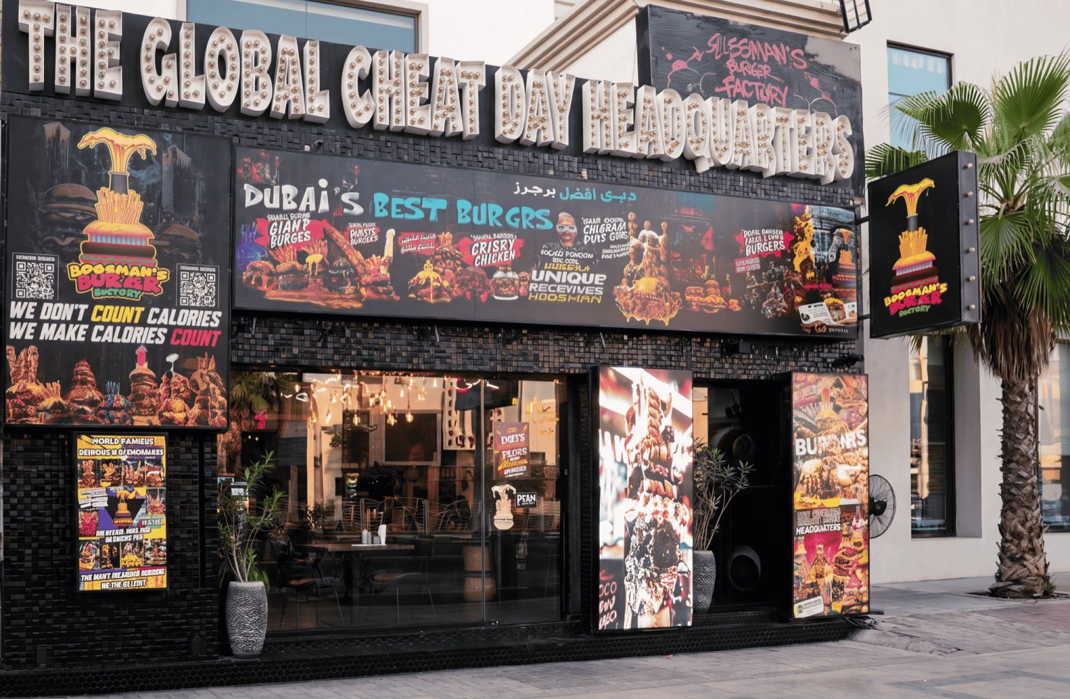 Bossman’s Burgr Factory Celebrates Five Years in the UAE Bossman’s Burgr Factory restaurant front on Jumeirah Beach Road, Umm Suqeim 1, Dubai